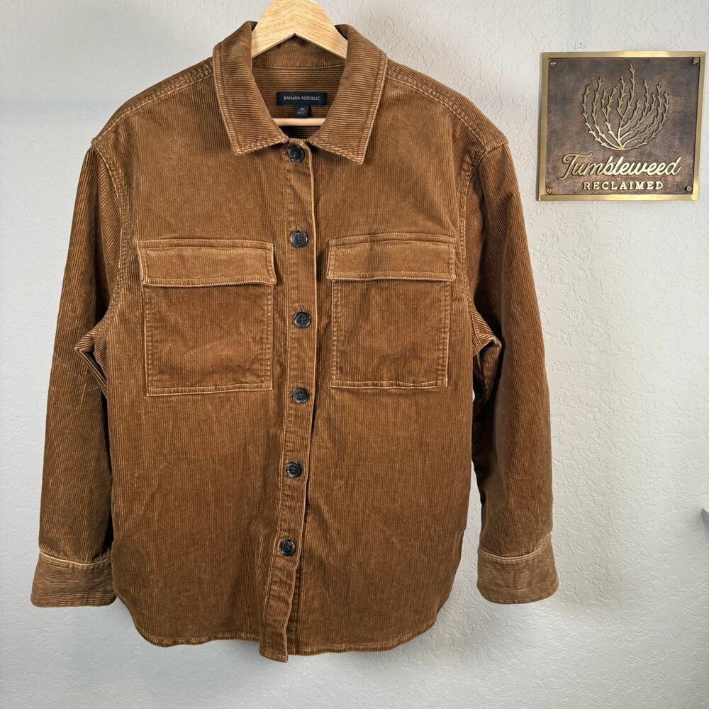 Women's Banana Republic Amber Brown Corduroy Shirt Shacket Size XS